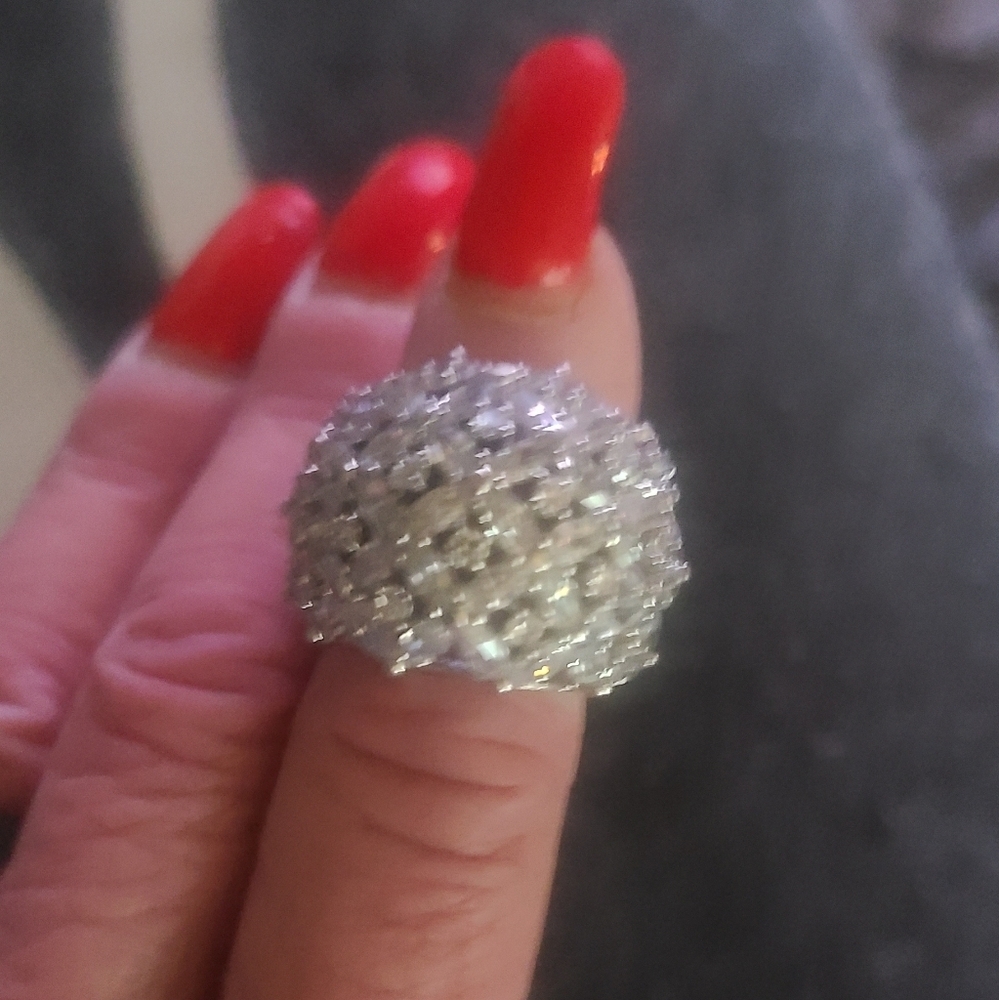 🔴 3 for 20 COSTUME SILVER CRYSTAL FUN RING Hp🔥🔥🔥